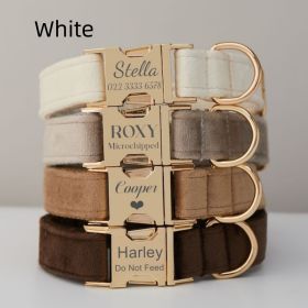 Multiple Colour Velvet Personalise Dog Collar Leash Set With Bow (Option: White-S)