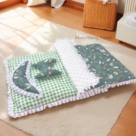 Pet Bedding Set Handmade Premium Quality Cozy 4 Piece Warm Pet Bed Set Ultra Soft Blanket Plush Cushion Non Slip Mat Lightweight Quilt For Cats S (Option: M)
